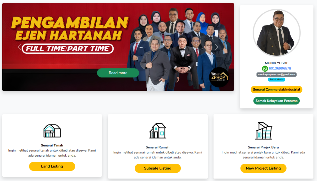 Munir Yusof – Ejen hartanah sah berdaftar, bantu permudahkan urusan anda dari A-Z. Dapatkan khidmat nasihat hartanah hari ini.